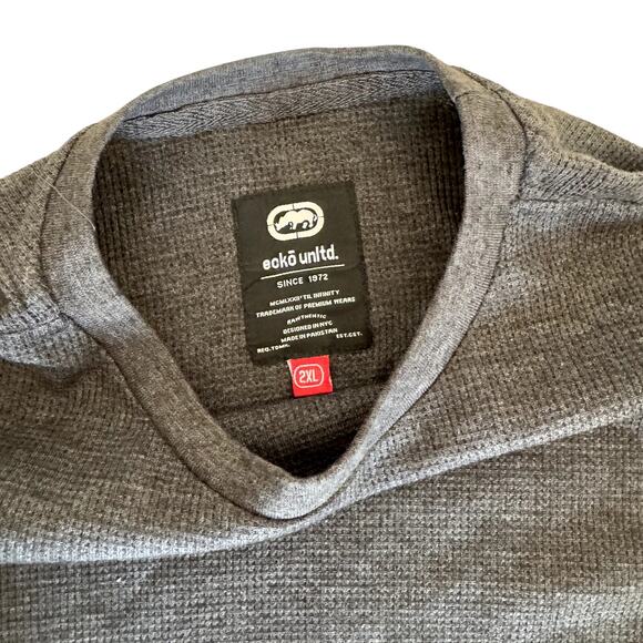EUC Ecko Unltd Men's Gray Thermal Shirt Long Sleeve Waffle Knit XXL - Picture 3 of 4